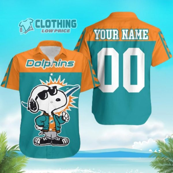 Nfl Miami Dolphins Snoopy Hawaiian Shirt, Nfl Miami Dolphins Logo Snoopy Glasses Beach Summer 3D Hawaiian Shirt
