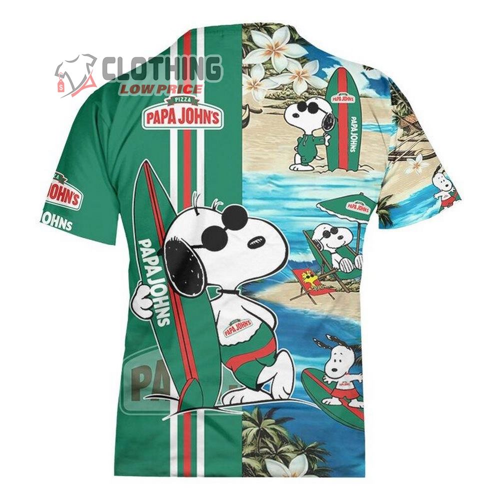 Papa John'S Food Beach Snoopy Hawaiian Shirts, Papa John'S Logo Snoopy Glasses Beach Summer 3D Hawaiian Shirt