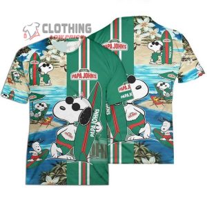 Papa JohnS Food Beach Snoopy Hawaiian Shirts Papa JohnS Logo Snoopy Glasses Beach Summer 3D Hawaiian Shirt 4