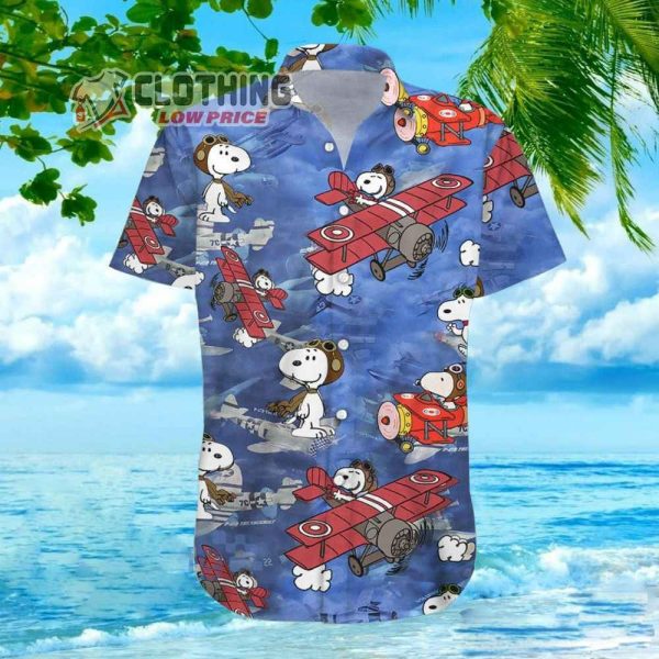 Peanuts Cartoon Snoopy Hawaii Shirt, Peanuts Cartoon Characters Snoopy Fly Beach Summer 3D Hawaiian Shirt