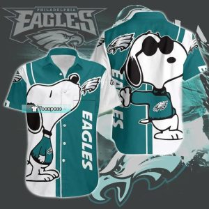 Philadelphia Eagles Snoopy Hawaiian Shirt,Philadelphia Eagles Logo Snoopy Beach Summer 3D Hawaiian Shirt