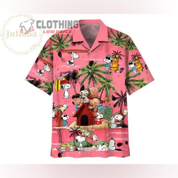 Pink Snoopy Hawaiian Shirt, Pink Snowball Tree Snoopy Glasses Beach Summer 3D Hawaiian Shirt