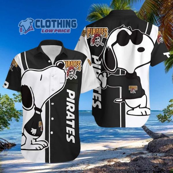 Pittsburgh Pirates Snoopy Hawaiian Shirt, Pittsburgh Pirates Logo Snoopy Glasses Beach Summer 3D Hawaiian Shirt