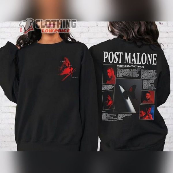 Posty Doubled Sides Sweatshirt, Post Malone Twelve Carat Toothache Shirt, Posty Tour 2023 Sweatshirt