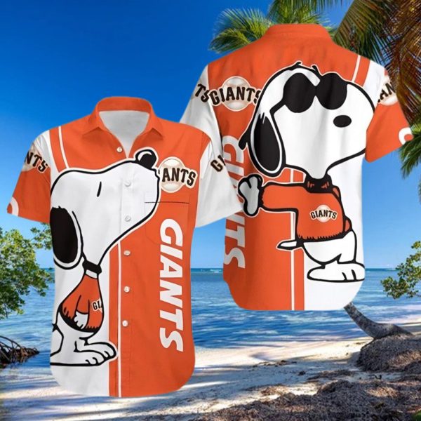 San Francisco Giants Snoopy Hawaiian Shirt, San Francisco Giants Logo Snoopy Beach Summer 3D Hawaiian Shirt