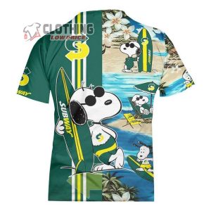 Subway Food Beach Snoopy Hawaiian Shirts, Subway Logo Snoopy Glasses Beach Summer 3D Hawaiian Shirt