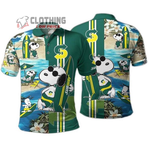 Subway Food Beach Snoopy Hawaiian Shirts, Subway Logo Snoopy Glasses Beach Summer 3D Hawaiian Shirt