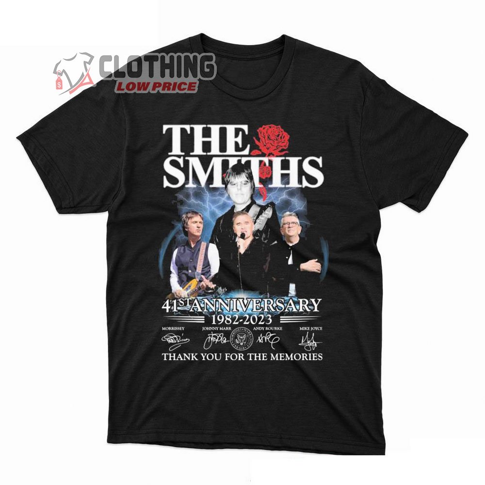 The Smiths World Tour 2023 Merch, The Smiths 41st Anniversary 1982-2023 Thank You For The Memories Signatures T-Shirt