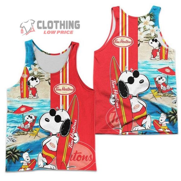 Tim Hortons Food And Drink Beach Snoopy Hawaiian Shirts, Tim Hortons Logo Snoopy Glasses Beach Summer 3D Hawaiian Shirt