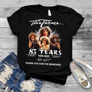 Tina Turner 83 Years 1939-2023 Merch, RIP Tina Turner Thank You For The Memories Signatures T-Shirt