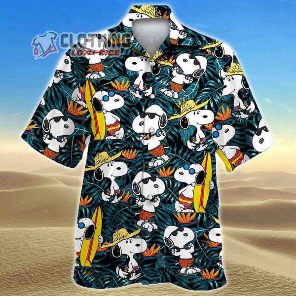 Tropical Snoopy Summer Time Hawaiian Shirt, Tropical Wallpaper Snoopy Glasses Beach Summer 3D Hawaiian Shirt