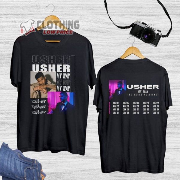 Usher My Way The Vegas Residency Tour Merch, Usher Tour 2023 Unisex T-Shirt, Usher My Way Tour 2023 Tee Shirt