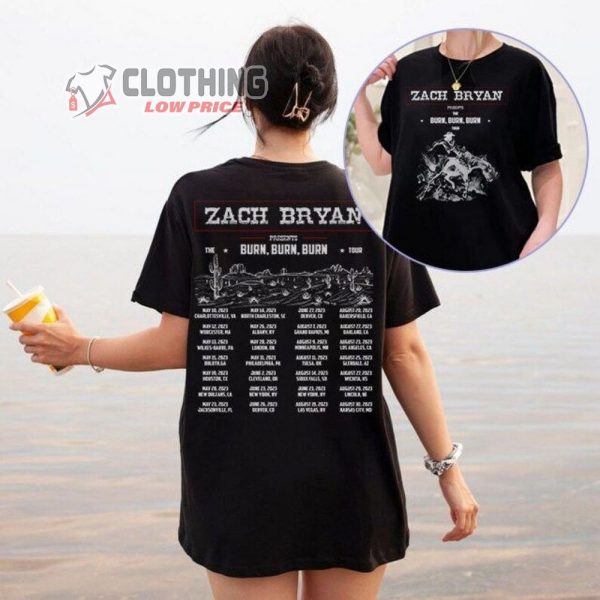 Zach Bryan Burn Burn Burn North American Tour Setlist 2023 Shirt, Zach Bryan World Tour Hoodie