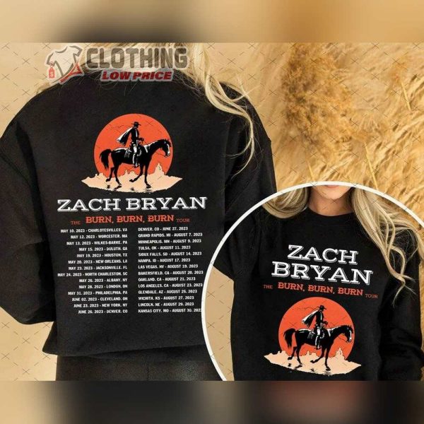 Zach Bryan Country Music Two Sides Shirt, Burn Burn Burn Tour 2023 Merch