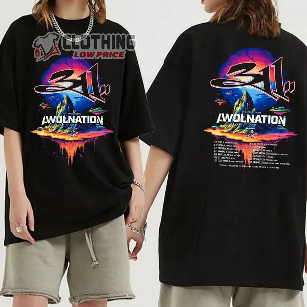 311 Band Fall Tour 2023 Merch, 311 US Tour 2023 With Awolnation And Blame My Youth Shirt, 311 Tour Dates 2023 T-Shirt