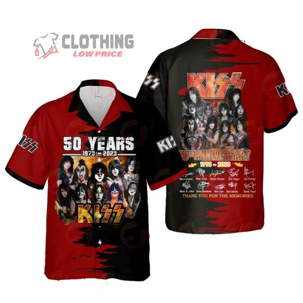 50 Years 1973-2023 Kiss Band Anniversary Thank You For The Memories Hawaiian Shirt