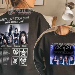 Aespa World Tour 2023 Shirt, Aespa 2023 Synk Hyper Line Tour Shirt, Aespa Kpop Tour Merch