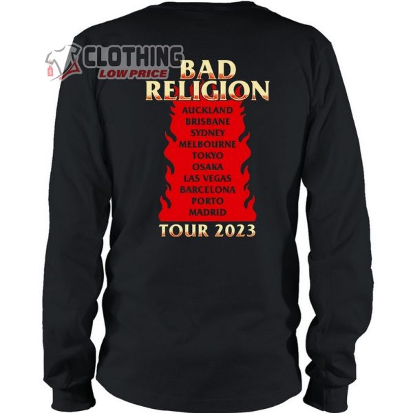 Bad Religion 2023 Tour Merch, Bad Religion Melbourne Tour 2023 Tee, Bad Religion Setlist T-Shirt