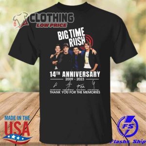 Big Time Rush Concert Setlist 2023 T- Shirt, Big Time Rush 14th Anniversary 2009-2023 Thank You For The Memories Shirt T- Shirt, Big Time Rush Albums Merch