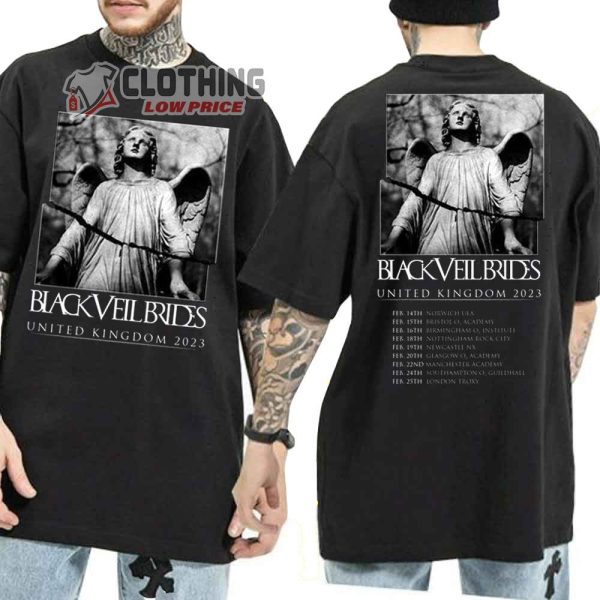 Black Veil Brides United Kingdom 2023 Tour Merch, Black Veil Brides Tour Dates 2023 T-Shirt