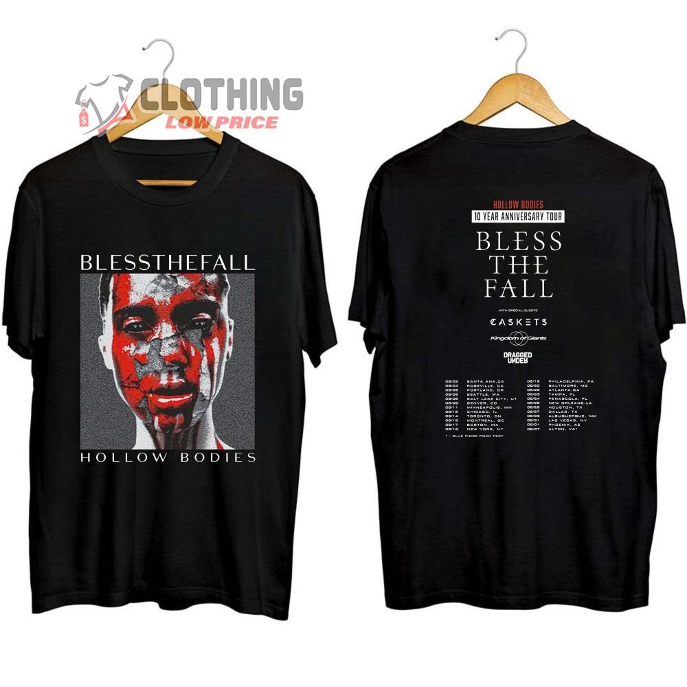 Blessthefall Hollow Bodies Tenth Anniversary Tour 2023 Merch, Hollow Bodies 10 Years Anniversary Tour Shirt, Blessthefall 2023 Concert With Special Guests T-Shirt