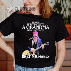 Bret Michaels Concert 2023 T- Shirt, Bret Michaels Tour Dates 2023 T- Shirt, Never Underestimate A Grandma Who Listens To Bret Michaels Vintage T- Shirt