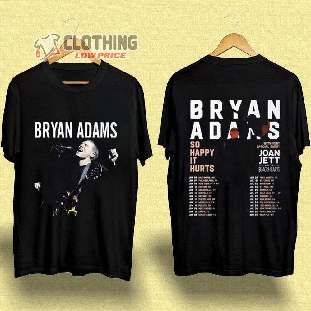 Bryan Adams Tour 2023 Unisex T-Shirt, So Happy Hurts Tour Vintage Bryan Adams Shirt
