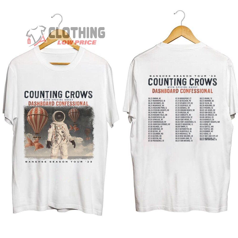 Counting Crows Banshee Season Tour 2023 Merch, Counting Crows 2023 Concert With Special Guest Dashboard Confessional T-Shirt