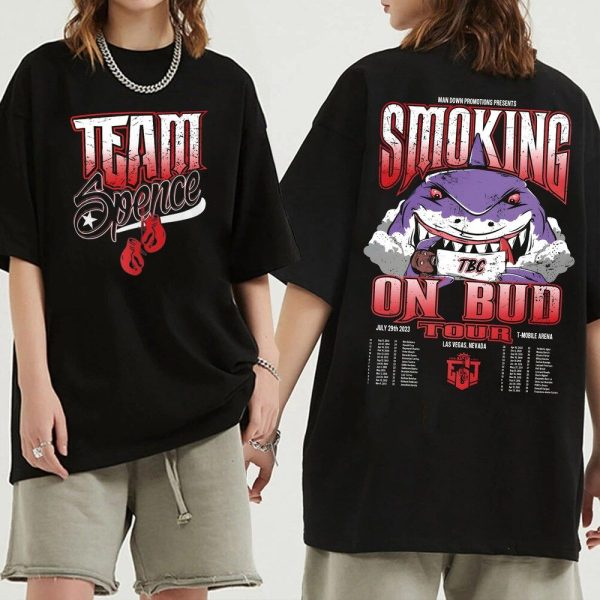 Errol Spence Jr. Smoking On Bud Tour 2023 Merch, Man Down Promotions Presents Smoking Las Vegas Hoodie, Errol The Truth Spence Boxing T-Shirt