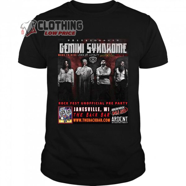 Gemini Syndrome Concert Tickets 2023 Merch, Gemini Syndrome The Back Bar Shirt, Gemini Syndrome World Tour 2023 T-Shirt