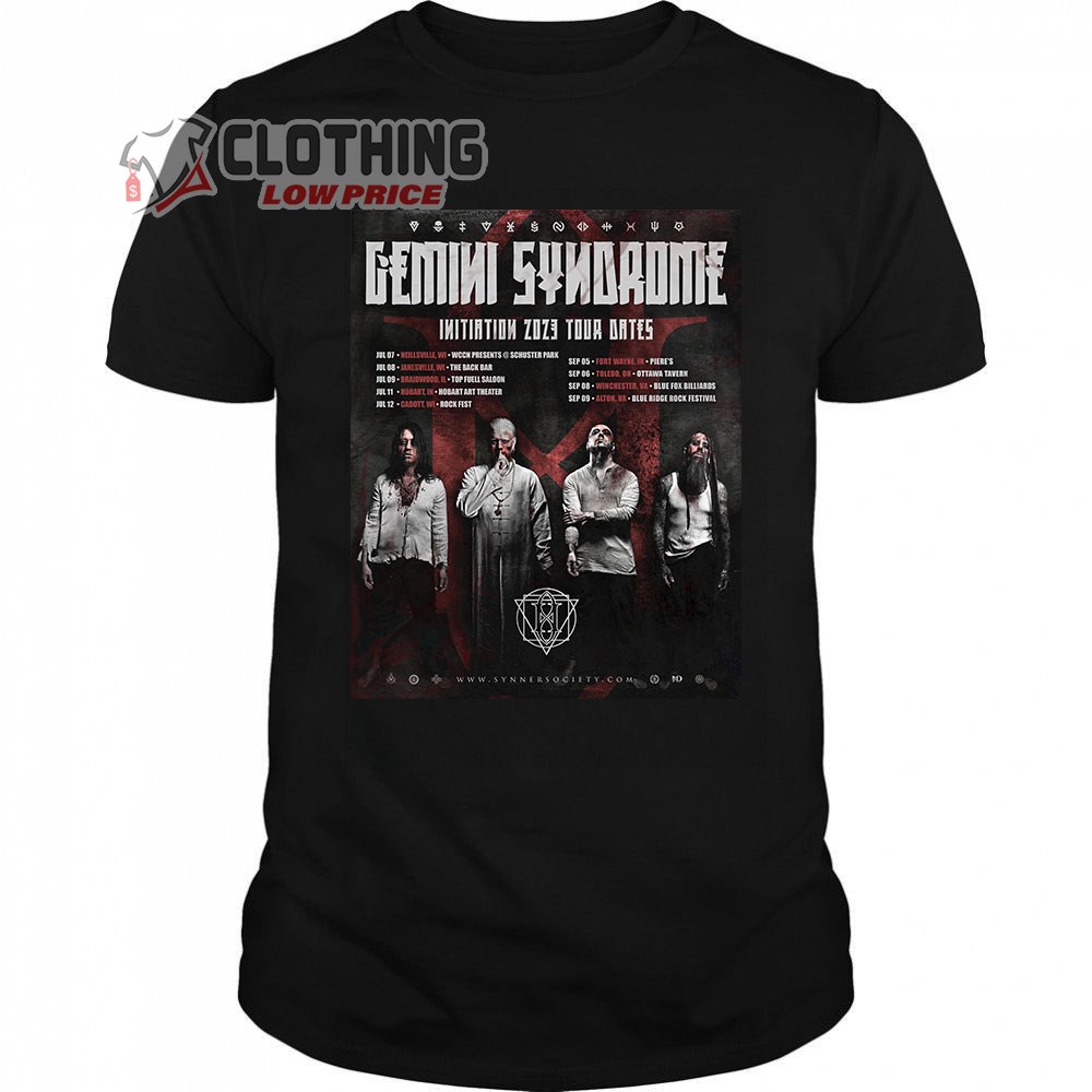 Gemini Syndrome Tour Dates 2023 Merch, Gemini Syndrome Initiation 2023 Tour Dates Shirt, Gemini Syndrome World Tour 2023 T-Shirt