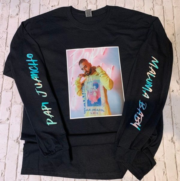 Maluma Papi Juancho Long Sleeve Hoodie, Holographic Vinyl, Glow In The Dark Vinyl Maluma Baby Shirt