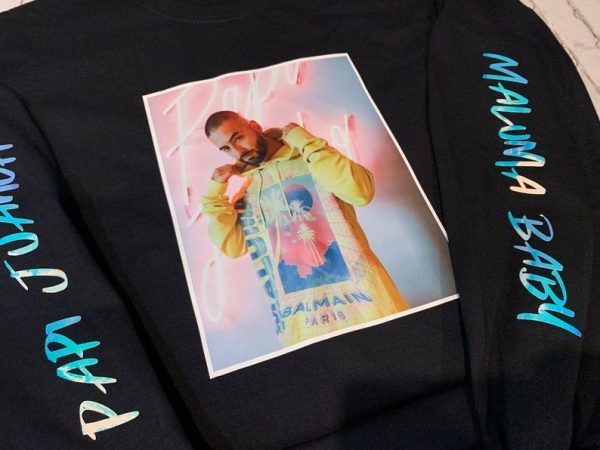 Maluma Papi Juancho Long Sleeve Hoodie, Holographic Vinyl, Glow In The Dark Vinyl Maluma Baby Shirt