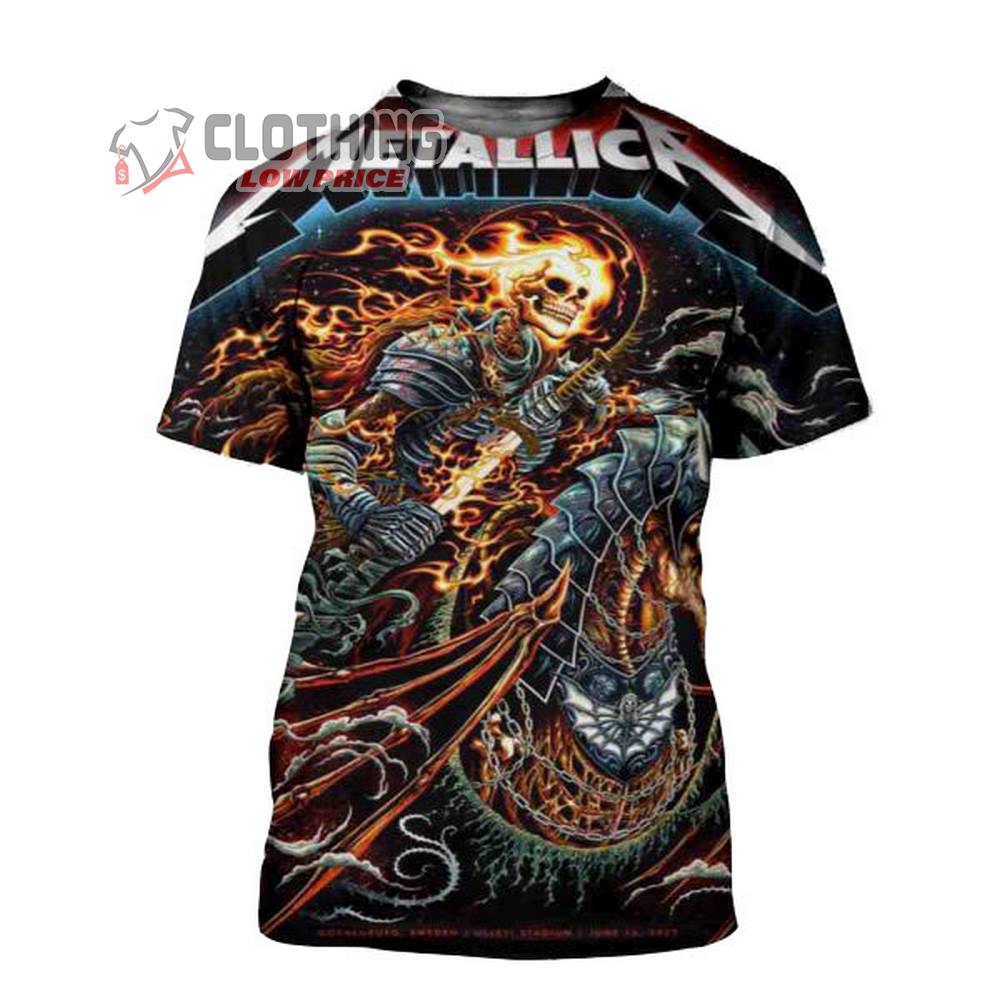 Metallica Poster Milestsang First Night Ullevi Stadium World Tour M72 3D All Over Printed T-Shirt
