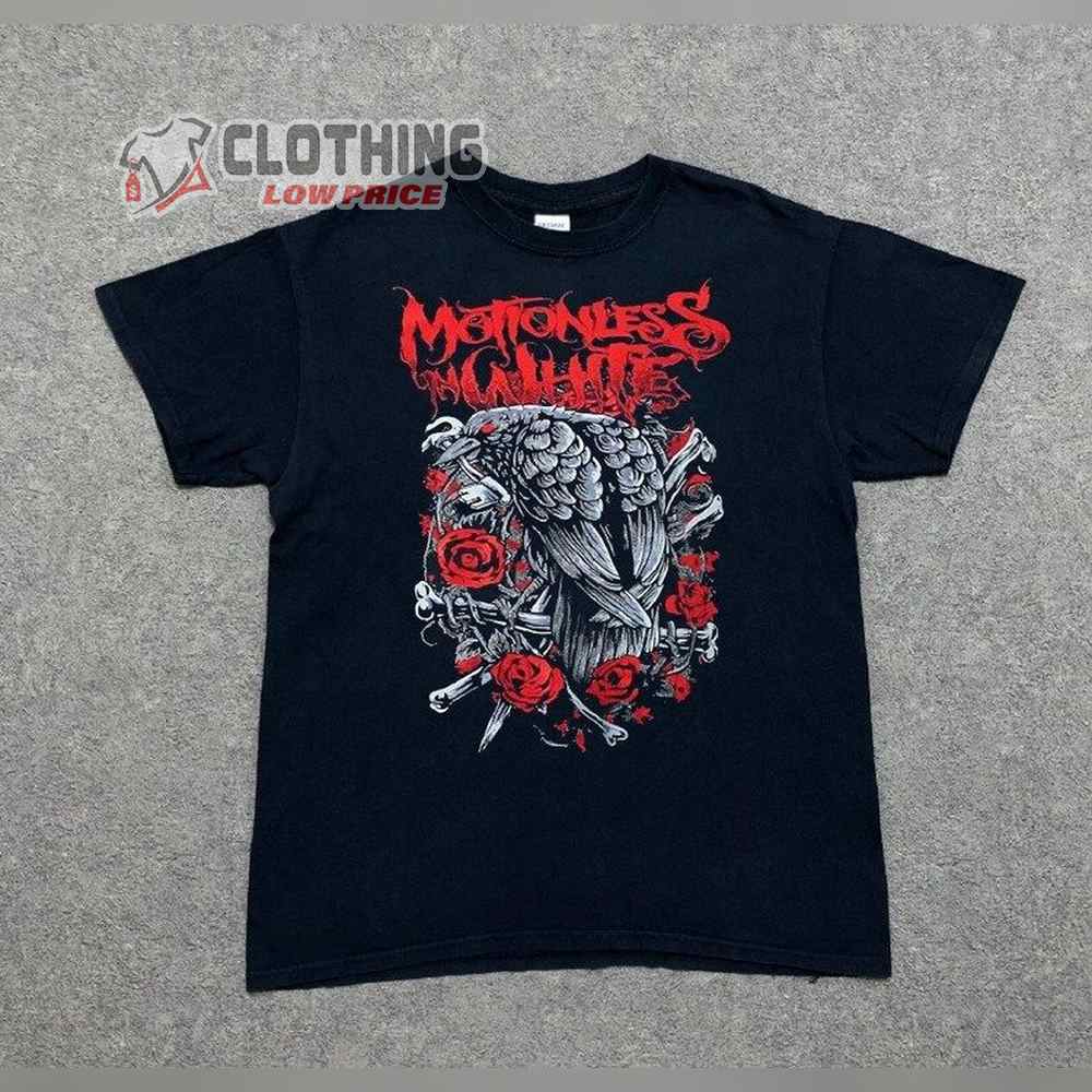 Motionless In White Raven Rose Two Sided Shirt, Motionless In White T-Shirt, Middile Finger Merch