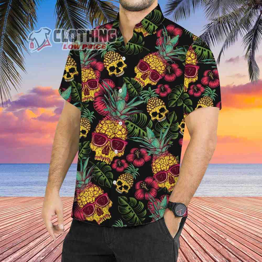 Pineapple Skull Black Summer 2023 Hawaiian Shirt