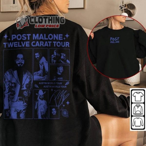 Post Malone Rap Shirt, Vintage Album Austin Twelve Carot Tour 2023 Tickets Merch