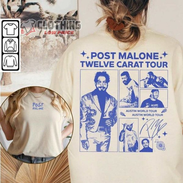 Post Malone Rap Shirt, Vintage Album Austin Twelve Carot Tour 2023 Tickets Merch