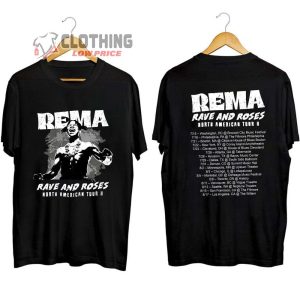 Rave And Rose North American Tour 2023 Merch Rapper Rema North American 2023 Concert T Shirt 1