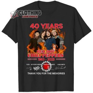 Red Hot Chili Peppers Music Concert Shirt Red Hot Chili Peppers 40 Years 1983 2023 Tee