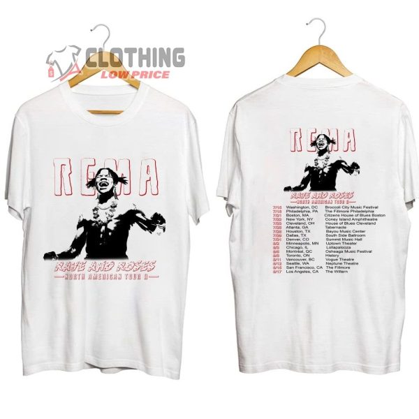 Rema North American Tour 2023 Merch, Rave And Rose 2023 Tour Shirt, Rema World Tour 2023 Setlist T-Shirt