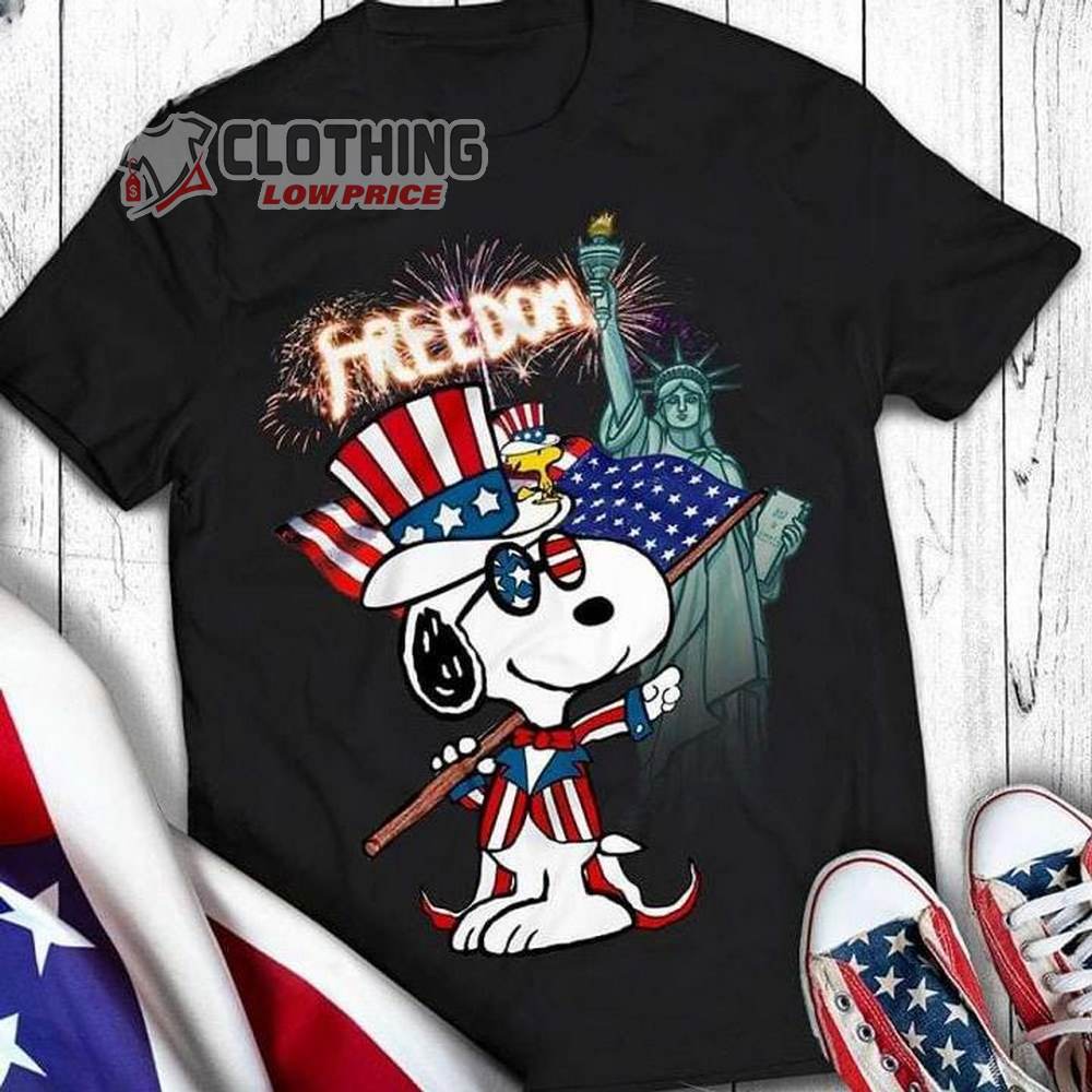 Snoopy Freedom US Flag Independence Day 4th Of July T-Shirt, Snoopy Happy Independence Day Shirt