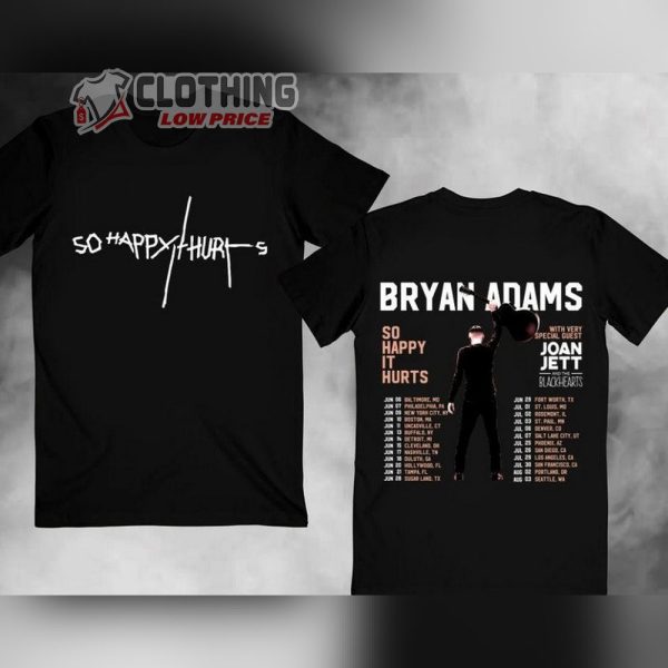 So Happy Hurts Tour 2023 Bryan Adams Shirt, Bryan Adams 90S Music Shirt