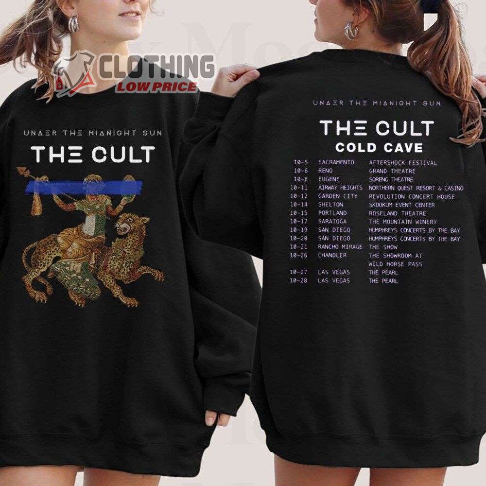 The Cult Cold Cave Tour 2023 Merch, The Cult Under The Midnight Sun Tour 2023 Shirt, The Cult European - UK 23 Setlist T-Shirt