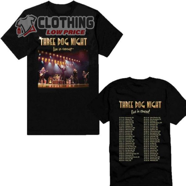 Three Dog Night Concerts 2023 Tickets Merch, Rare Items Three Dog Night Tour T- Shirt, Three Dog Night Concerts 2023 Tour T- Shirt