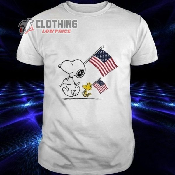 Woodstock And Snoopy 4th Of July American flag Shirt, Woodstock Peanuts Snoopy Happy Freedom Day Shirt
