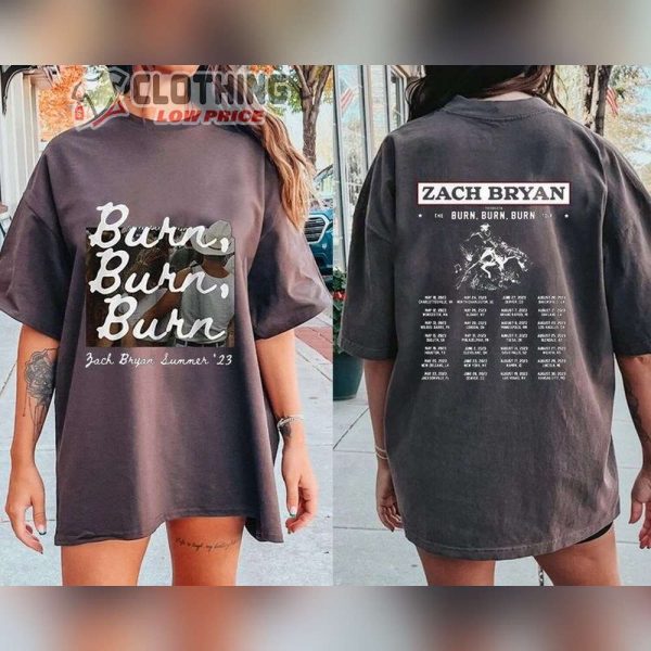 Zach Bryan Burn Burn Burn Tour 2023 2 Sides T-Shirt, Western Zach Bryan Shirt, Zach Bryan Country Music Shirt