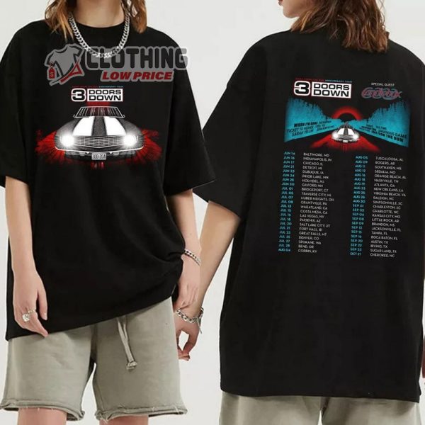 3 Doors Down Band Away From The Sun Anniversary Tour 2023 Merch, 3 Doors Down Rock Band Concert With Special Guest T-Shirt