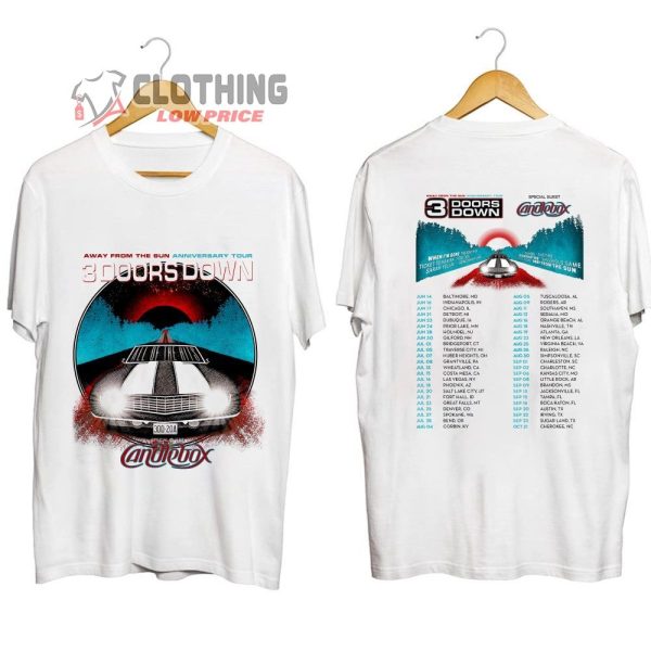 3 Doors Down Concert Tickets 2023 Live Tour Dates Merch, Away From The Sun Anniversary Tour 2023 Shirt, 3 Doors Down Tour 2023 Setlist T-Shirt