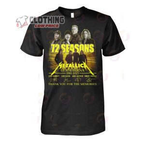 72 Season Metallica Lux Aeterna 1981 2023 Merch Metallica Thanh You For The Memories Signatures T Shirt